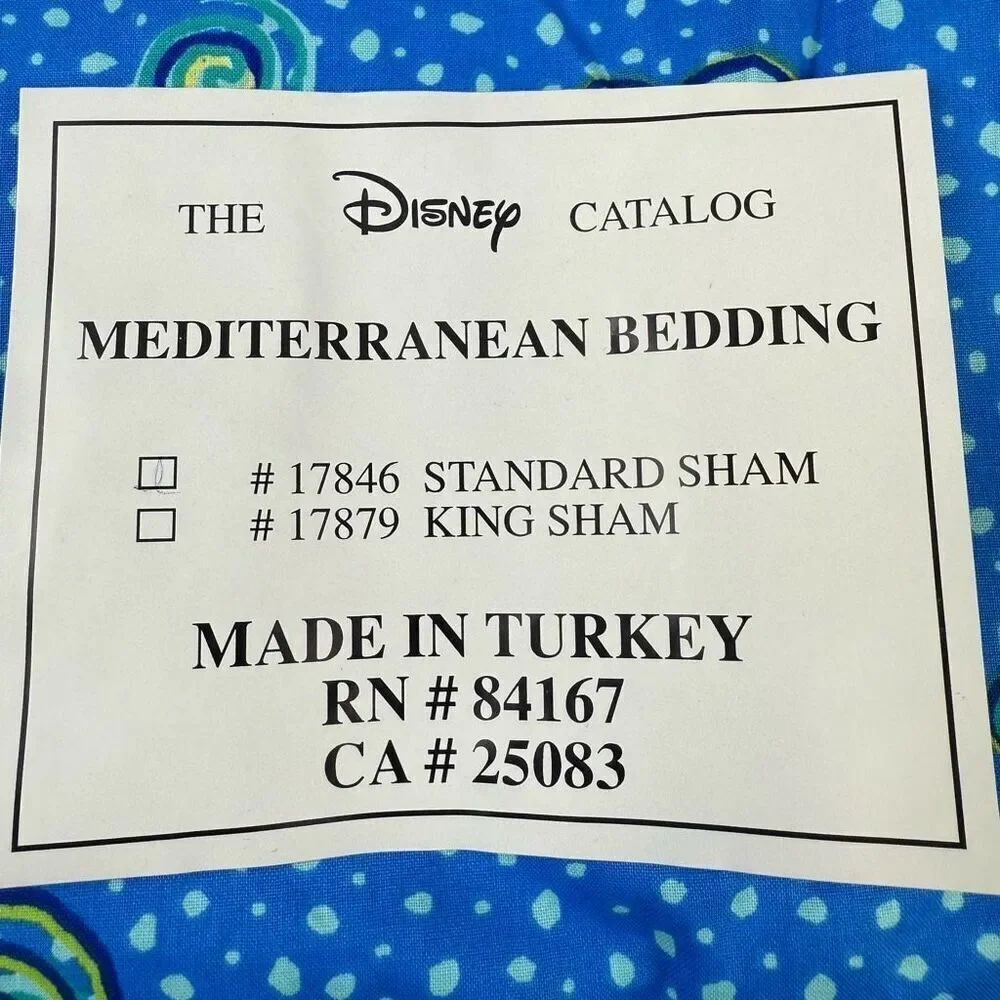 The Disney Catalog Mickey Mouse Mediterranean Bedding Standard Sham Blue Green N